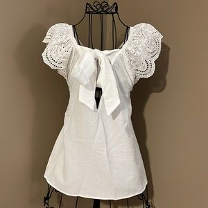White Tie Back Top Size L